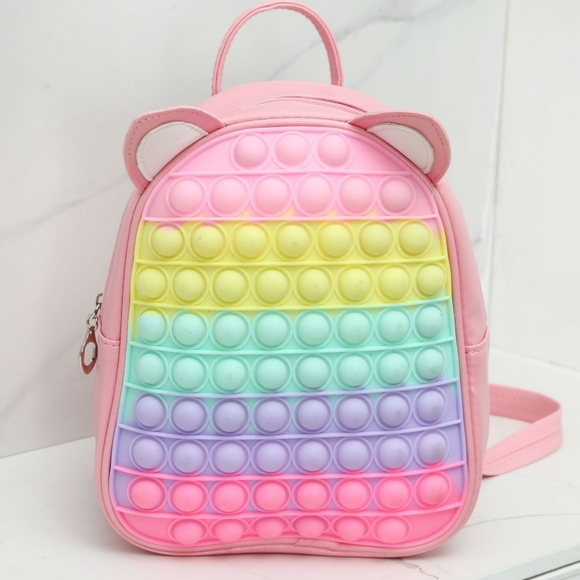 Pop It Fidget Mini Backpack W/ Character Ears For Kids & Adults Baby Pink-Multi - Picture 8 of 8